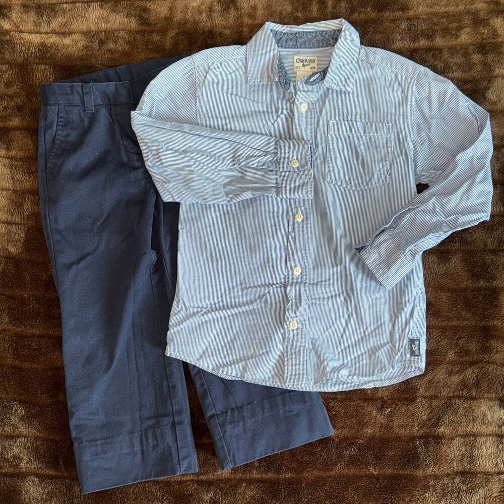 Boy’s Size 6 Oshkosh Shirt & Izod Pants Combo in Navy Blue